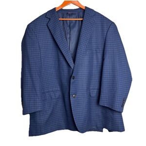 Oak Hill Sport Coat Men's 3XL 54/56 R Blue Black Plaid Check Blazer Jacket